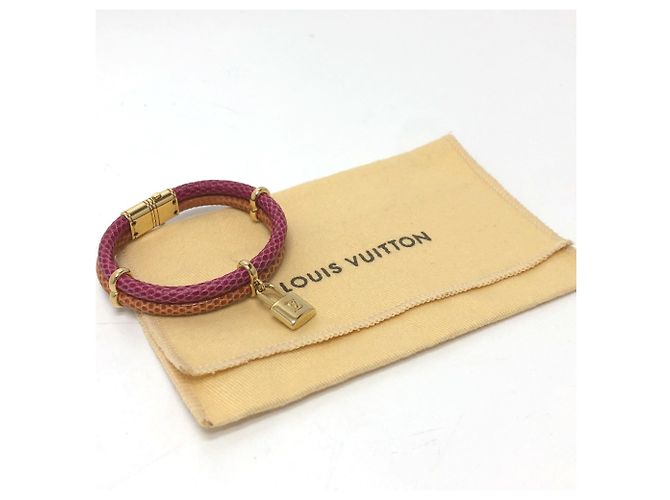 Bracciale charm in pelle Louis Vuitton Keep It Twice Rosa D'oro Arancione - vista 7