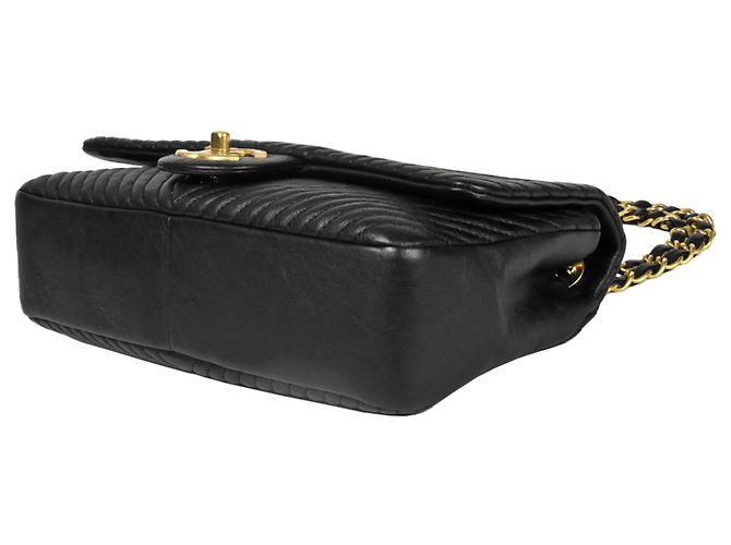 Borsa a Spalla Chanel Chevron V Stitch Coco Mark W Chain Nero - vista 4