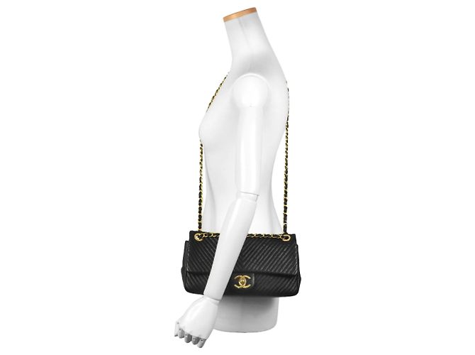 Borsa a Spalla Chanel Chevron V Stitch Coco Mark W Chain Nero - vista 7