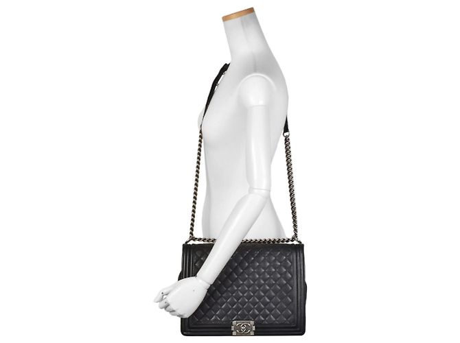 Borsa a Spalla Chanel Boy Chanel Matelasse Coco Mark Chain Nero - vista 7
