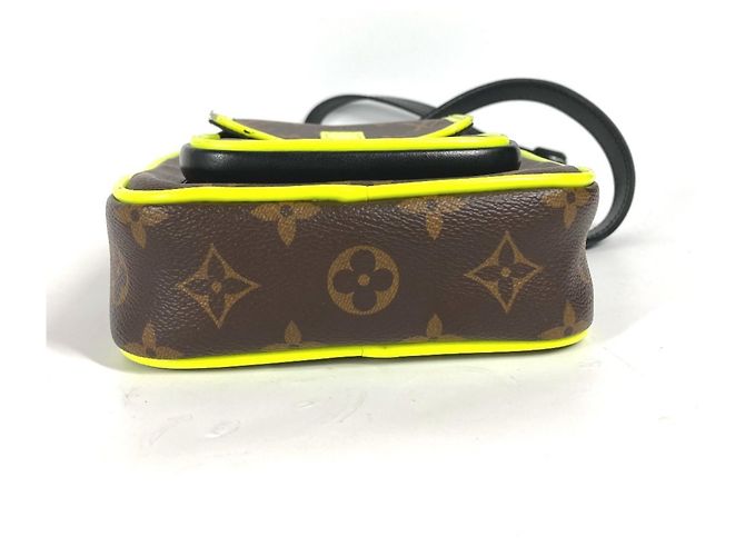 Louis Vuitton Monogram Macassar Christopher Pochette Portafoglio da Polso Marrone Giallo - vista 8
