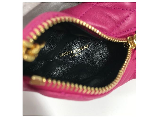 Portafoglio monete in pelle rosa Saint Laurent - vista 8
