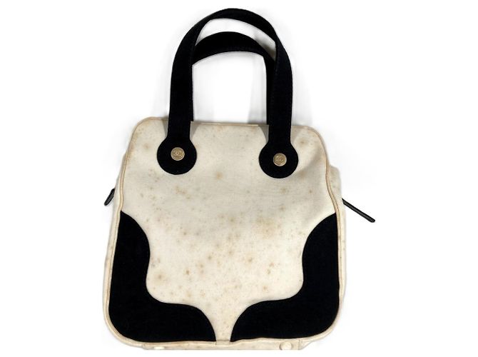 Borsa Tote CHANEL CC Coco Mark Logo Marshmallow Nero Bianco - vista 2