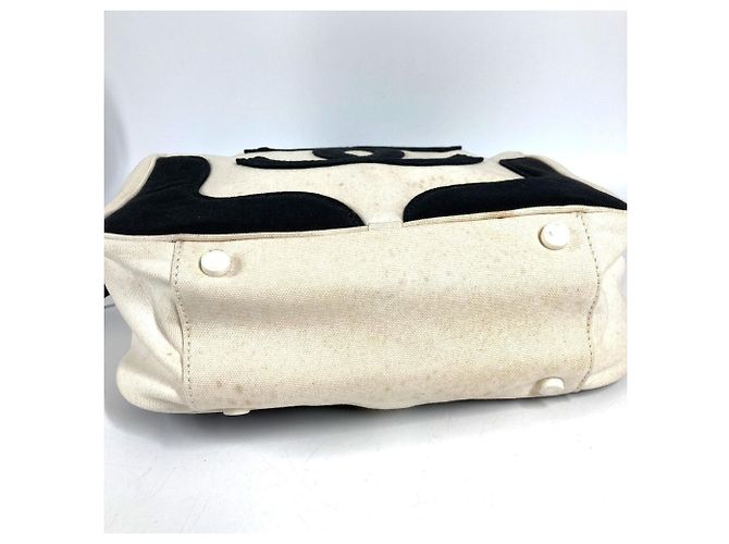Borsa Tote CHANEL CC Coco Mark Logo Marshmallow Nero Bianco - vista 5