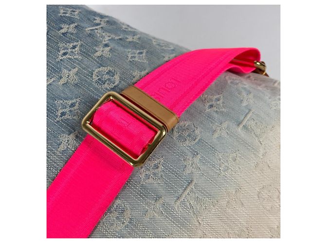 Borsa Tote Louis Vuitton Monogram Denim Gradient Sunburst PM Rosa Blu - vista 11