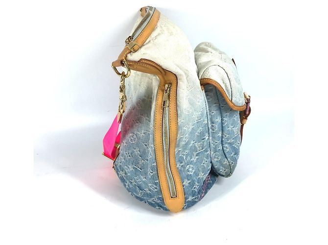 Borsa Tote Louis Vuitton Monogram Denim Gradient Sunburst PM Rosa Blu - vista 3