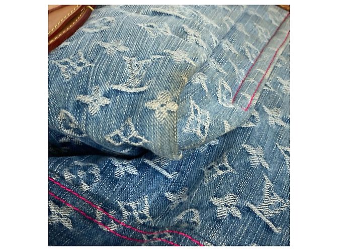 Borsa Tote Louis Vuitton Monogram Denim Gradient Sunburst PM Rosa Blu - vista 7