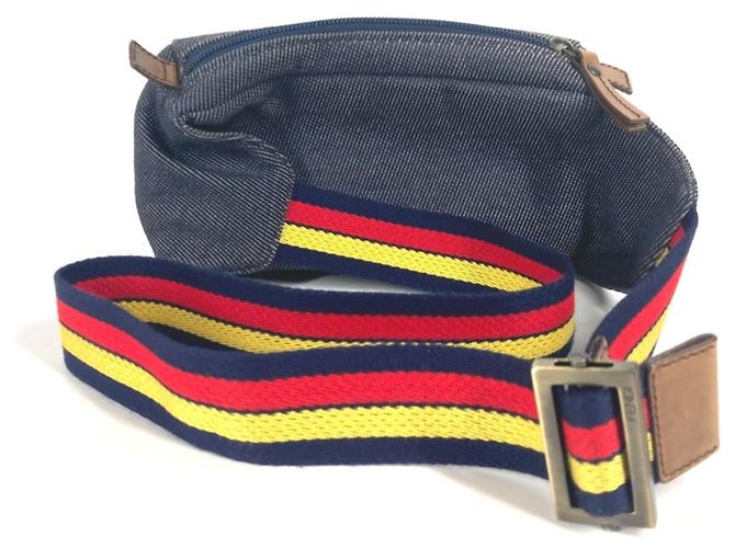 Borsa a tracolla Fendi Denim Rainbow Logo FF Blu Multicolore - vista 2
