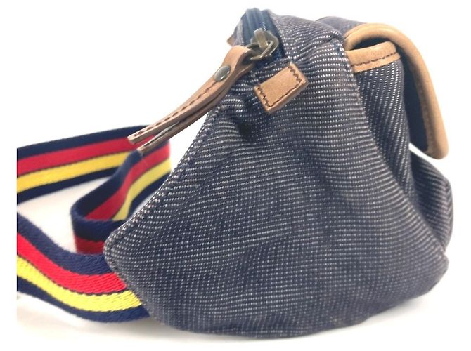Borsa a tracolla Fendi Denim Rainbow Logo FF Blu Multicolore - vista 3
