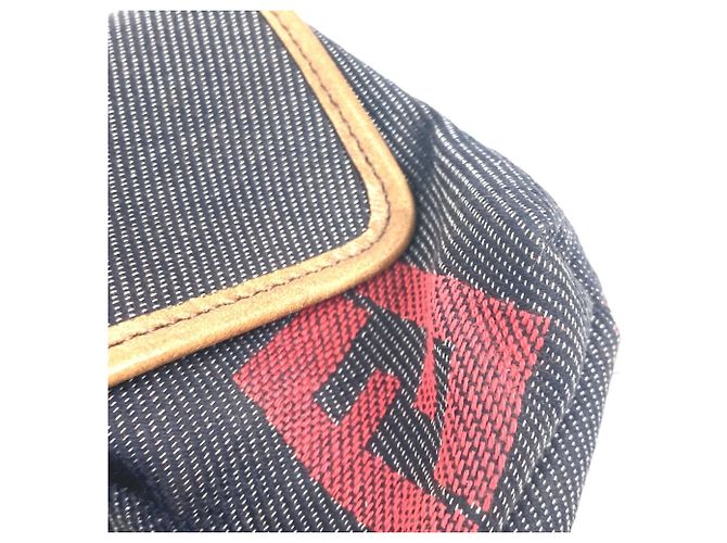 Borsa a tracolla Fendi Denim Rainbow Logo FF Blu Multicolore - vista 8