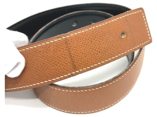 Hermès Hermes Gürtel mit perforierter H-Schnalle Braun Schwarz - Ansicht 3