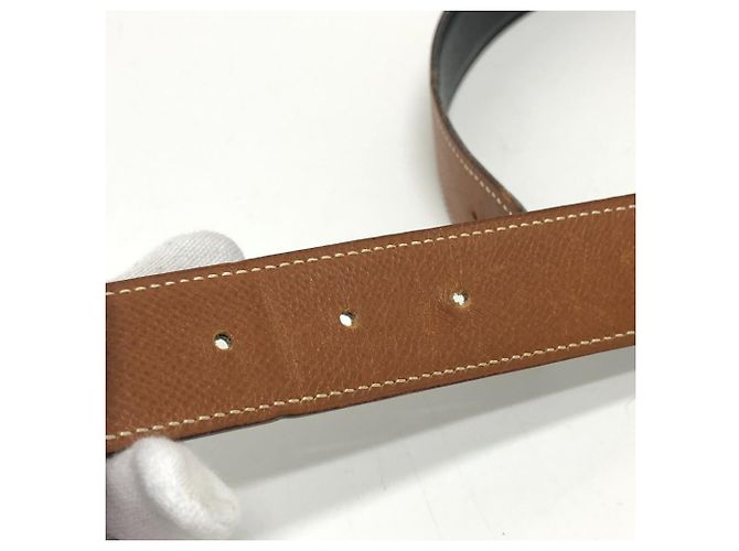 Hermès Hermes Gürtel mit perforierter H-Schnalle Braun Schwarz - Ansicht 5