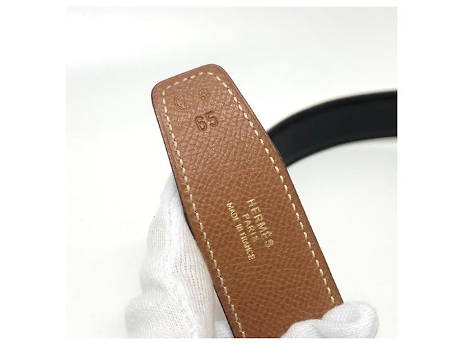 Hermès Hermes Gürtel mit perforierter H-Schnalle Braun Schwarz - Ansicht 6