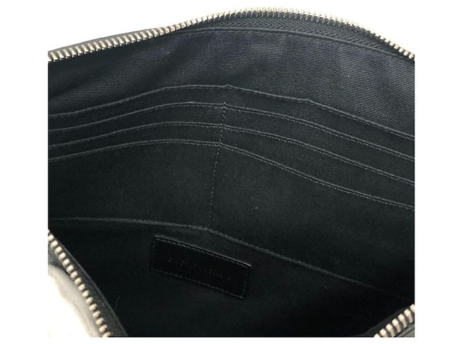 Clutch in pelle Saint Laurent Star Patch Nero - vista 10