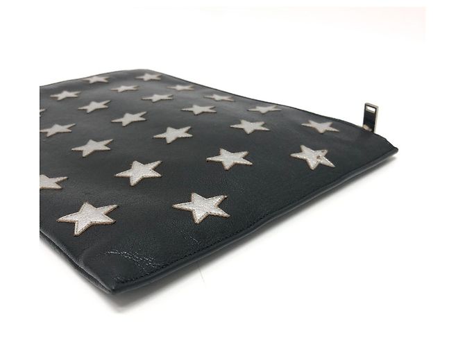 Clutch in pelle Saint Laurent Star Patch Nero - vista 2