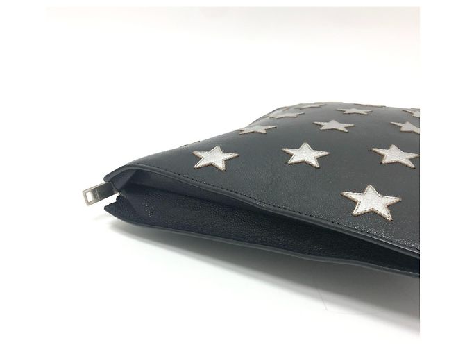 Clutch in pelle Saint Laurent Star Patch Nero - vista 4