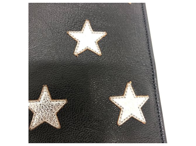 Clutch in pelle Saint Laurent Star Patch Nero - vista 5