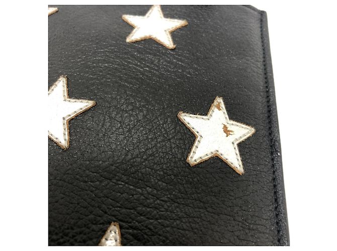 Clutch in pelle Saint Laurent Star Patch Nero - vista 6