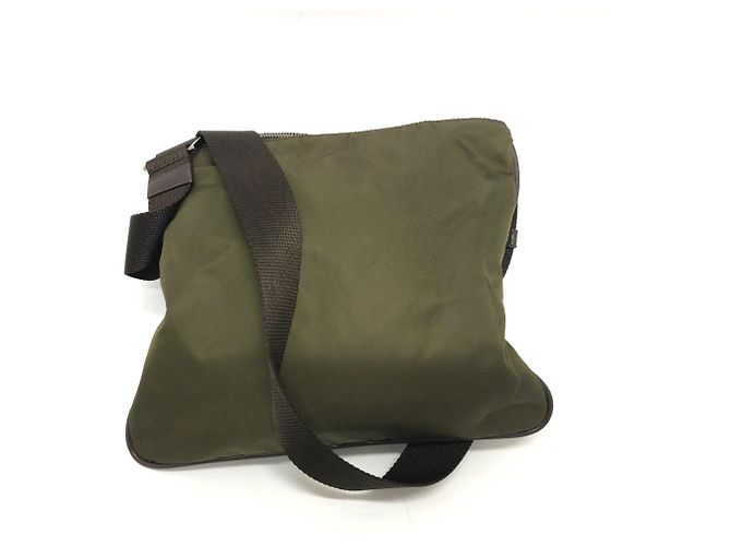 Sac bandoulière avec logo Triangle Prada Kaki - vue 2