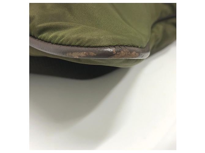 Sac bandoulière avec logo Triangle Prada Kaki - vue 3