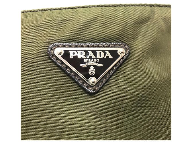 Sac bandoulière avec logo Triangle Prada Kaki - vue 6