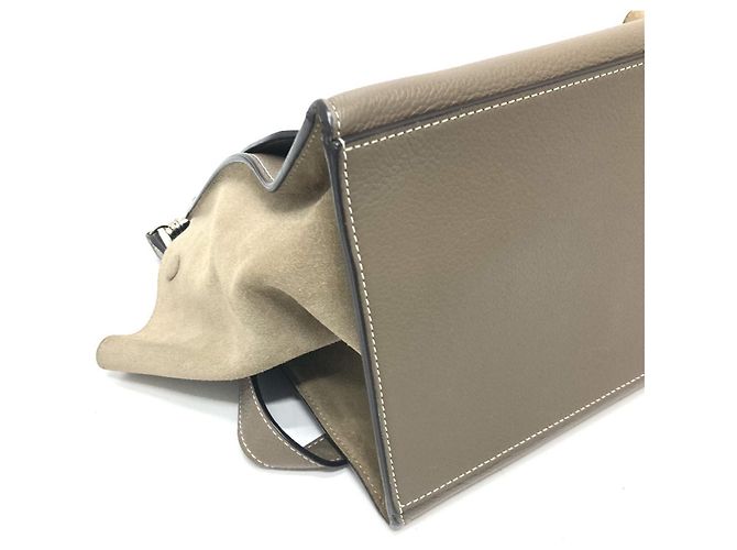 Céline Borsa Trapeze Celine in pelle marrone - vista 7
