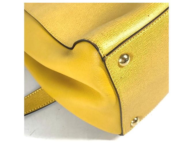 Bolso de hombro de cuero amarillo Fendi - vista 6
