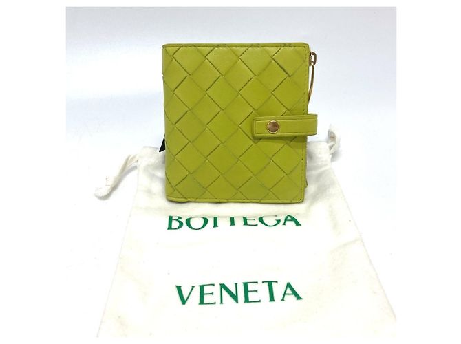 Cartera bi-fold de cuero verde Bottega Veneta - vista 12