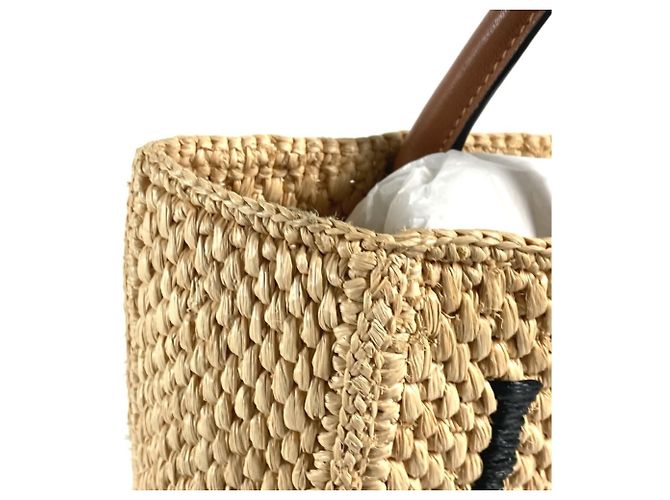 Borsa a tracolla in rafia Loewe Marrone Beige - vista 10