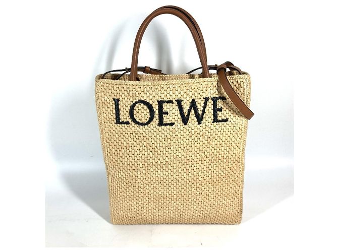 Borsa a tracolla in rafia Loewe Marrone Beige - vista 12