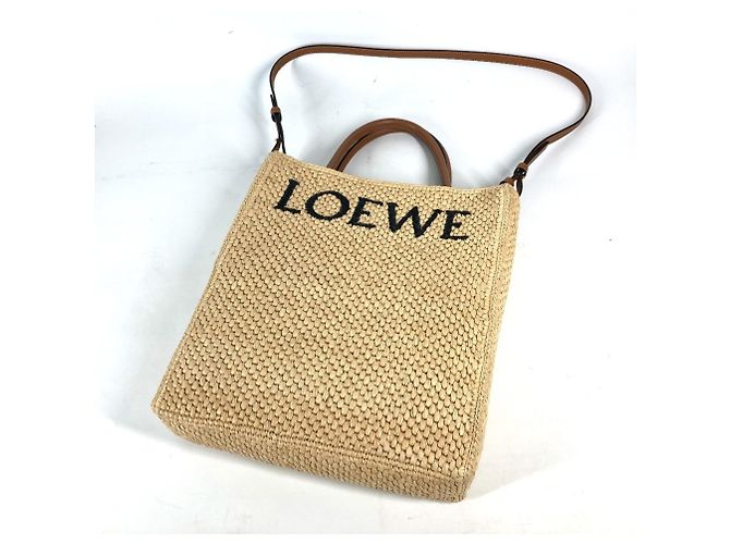 Borsa a tracolla in rafia Loewe Marrone Beige - vista 13