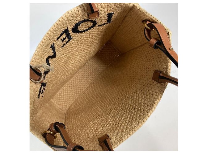 Borsa a tracolla in rafia Loewe Marrone Beige - vista 14