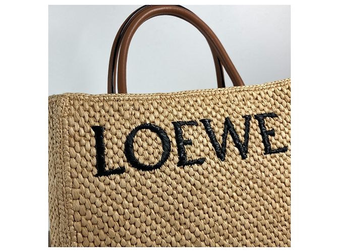 Borsa a tracolla in rafia Loewe Marrone Beige - vista 7