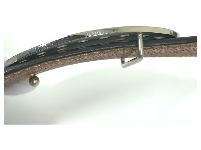 Hermès HERMES Reversible Punched H Belt Brown Black - view 12