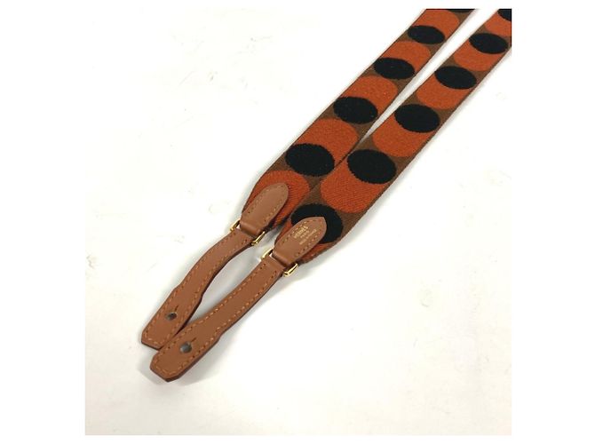 Hermès Tracolla Hermes Bandouliere Sangle Flipper Ball 25mm Nero Arancione - vista 5