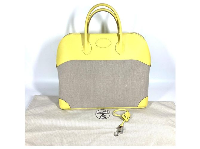 Hermès Borsa Tote HERMES Boston Bolide 45 Beige Giallo - vista 13