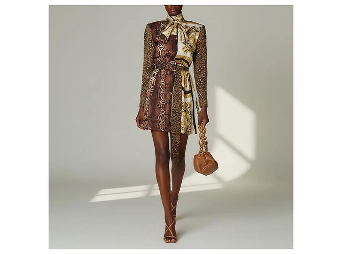Vestido Versace para mujer con estampado de serpiente y león Castaño Estampado de leopardo - vista 2