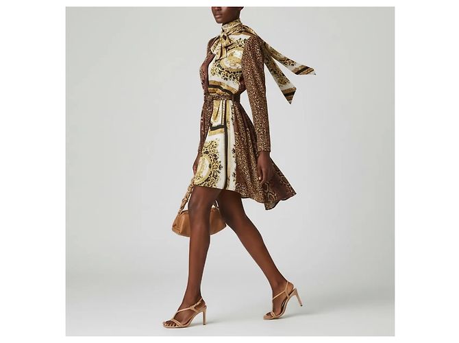 Vestido Versace para mujer con estampado de serpiente y león Castaño Estampado de leopardo - vista 3