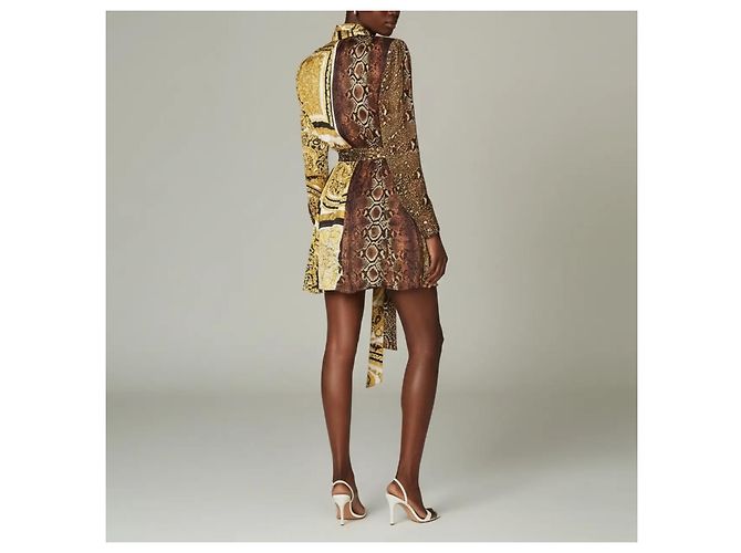Vestido Versace para mujer con estampado de serpiente y león Castaño Estampado de leopardo - vista 4