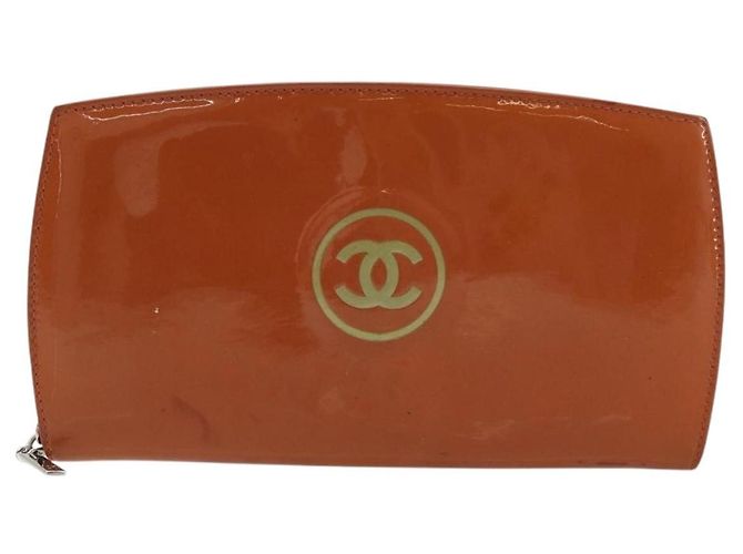 Portafoglio lungo con zip e logo CC Chanel in vernice Arancione - vista 2