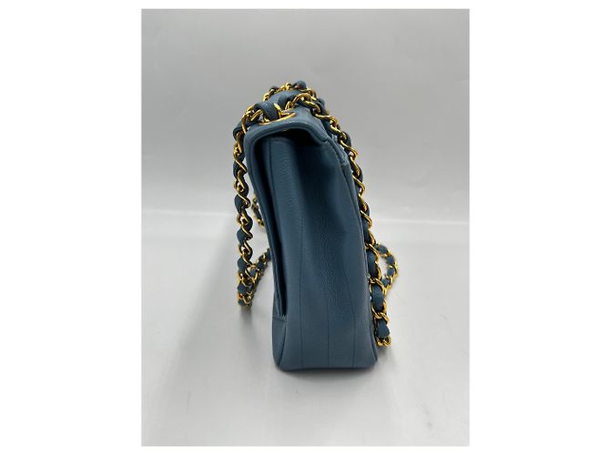 Chanel Coco Mark Bias Stitch Chain pelle Large Blu - vista 4