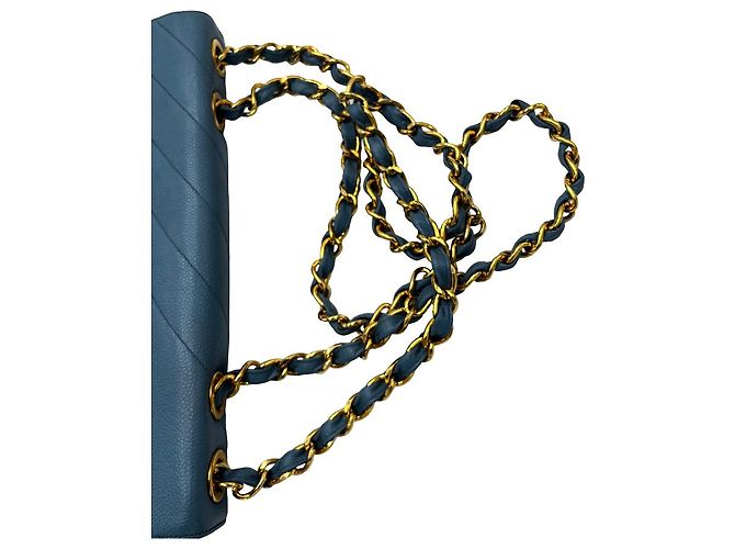 Chanel Coco Mark Bias Stitch Chain pelle Large Blu - vista 5