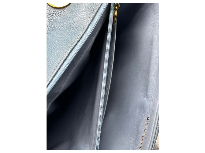 Chanel Coco Mark Bias Stitch Chain pelle Large Blu - vista 6