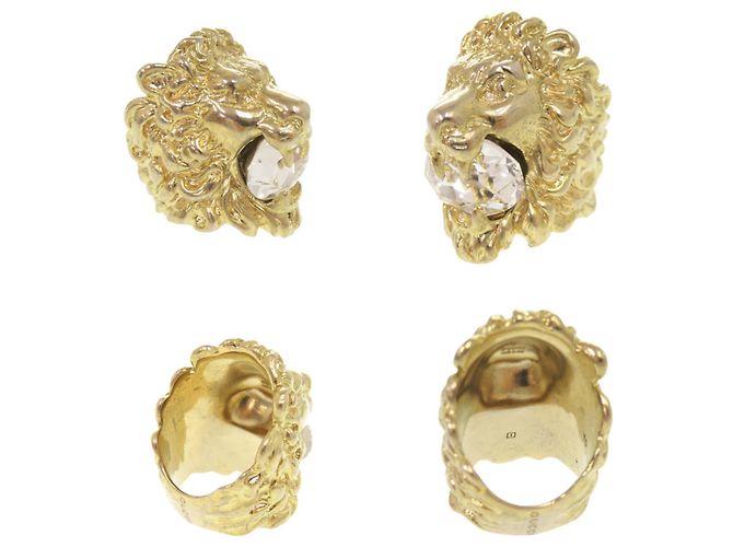 Gucci Lion Head Metal Stone Gold Ring Golden - Ansicht 10