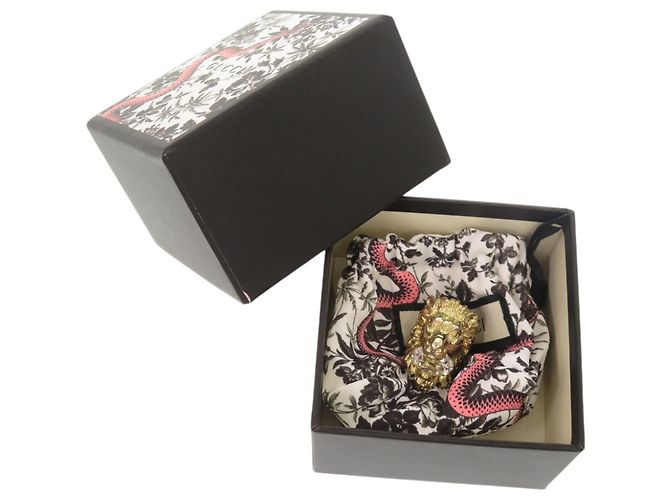Gucci Lion Head Metal Stone Gold Ring Golden - Ansicht 2