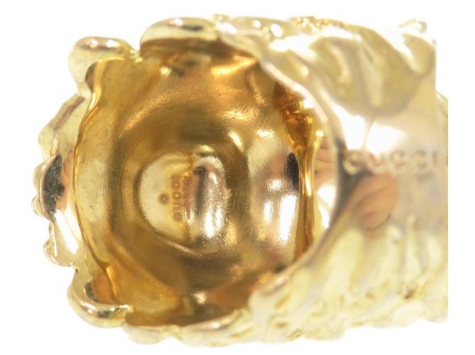 Gucci Lion Head Metal Stone Gold Ring Golden - Ansicht 6