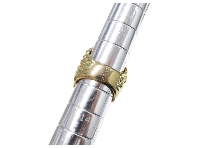Anello in metallo con testa di leone e pietra Gucci D'oro - vista 7