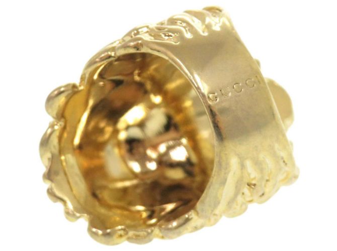 Anello in metallo con testa di leone e pietra Gucci D'oro - vista 8