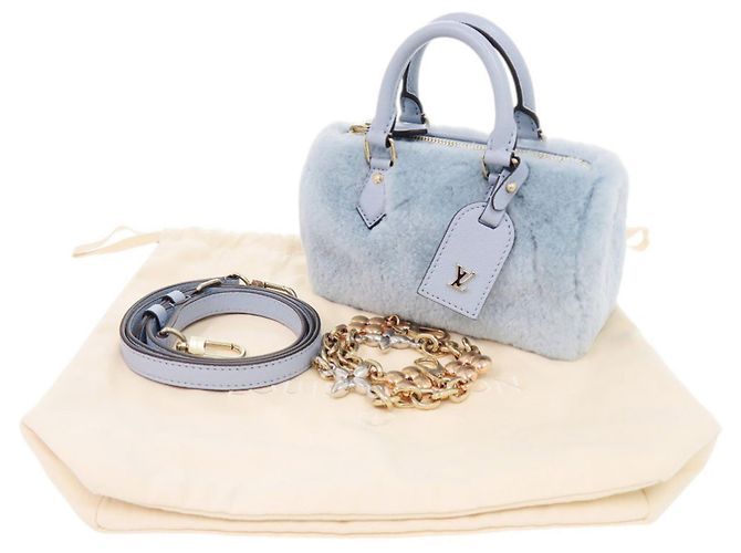 Borsa Louis Vuitton Nano Speedy Blu chiaro - vista 2