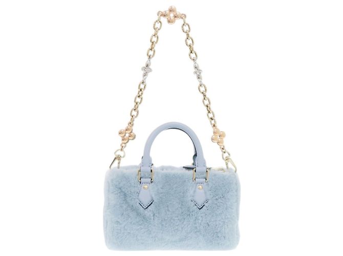 Borsa Louis Vuitton Nano Speedy Blu chiaro - vista 3